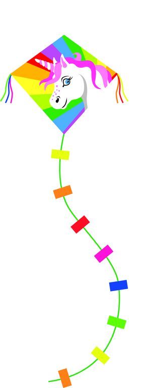 Spiderkites - Einleiner-Drachen/Kinderdrachen (Eddy/1-Leiner) rtf (flugfertig) Mini Unicorn/Einhorn 50 cm x 50 cm bunt